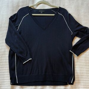 J. Crew Women's Navy V-Neck Sweater